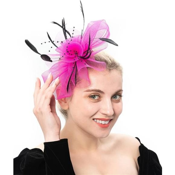 WOMEN'S Fascinators Hat for Tea Party 03 - Rose Red - Picture 1 of 7